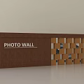 Photo Wall Interior Design With Brown Panel And Grid Photo