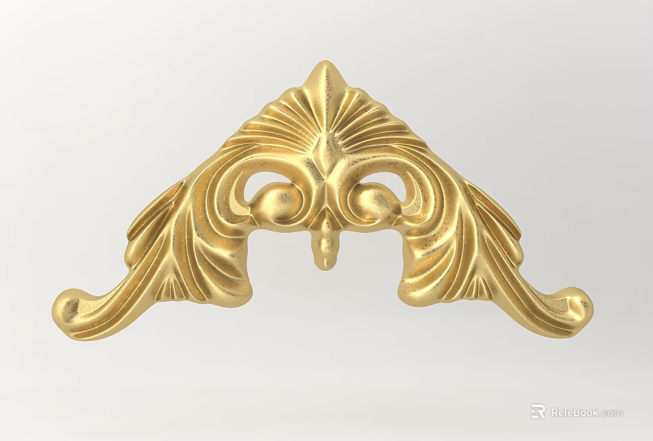 Golden Artistic Ornate Carved Decorative Corner Accent with Intricate Scroll Patterns 3d model 
