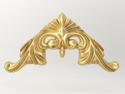 Golden Artistic Ornate Carved Decorative Corner Accent with Intricate Scroll Patterns 3d model