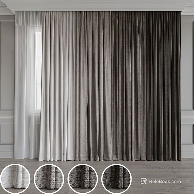 Modern Textured Window Curtains With Multiple Color Options For Home Decor 3d model 