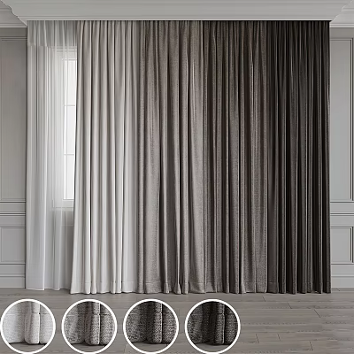 Modern Textured Window Curtains With Multiple Color Options For Home Decor 3d model