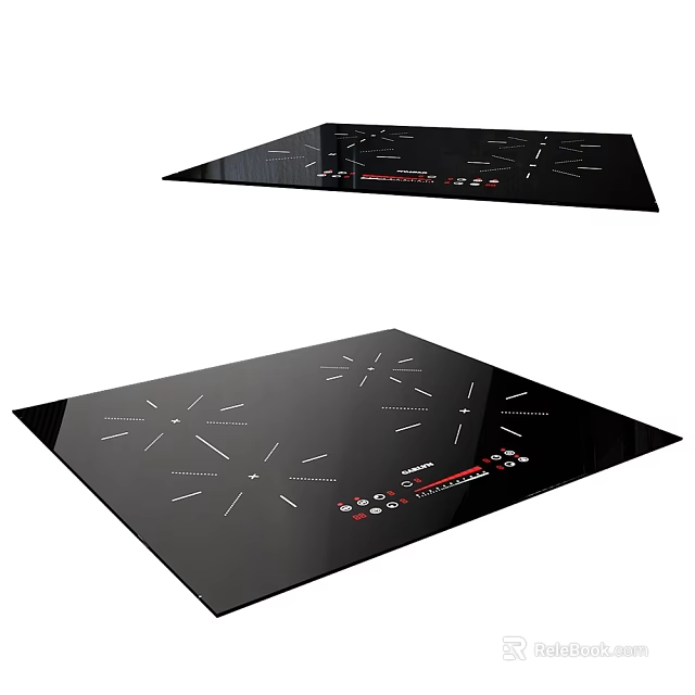 Stylish Black Glass Induction Cooktops With Control Panel For Modern Kitchen Appliances 3d model 