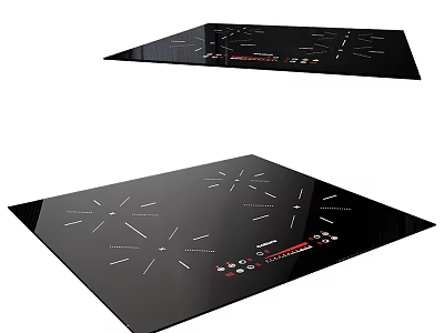 Stylish Black Glass Induction Cooktops With Control Panel For Modern Kitchen Appliances 3d model