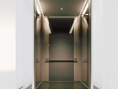 Modern Elevator Lobby Interior With Sleek Metal And Integrated Lighting 3d model