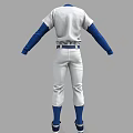 White Baseball Uniform With Blue Sleeves Red Number 41 And White Pants