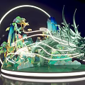 Chinese Traditional Illuminated Dragon Sculpture Photo Spot With Mountains Clouds Trees And Lighting Effects