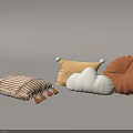 Decorative Throw Pillows With Checkered Tassels Beige Pom poms White Cloud And Orange Wavy Patterns