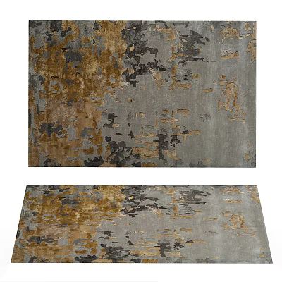 Modern Square Carpet With Gray And Gold Abstract Pattern Soft Texture Design 3d model