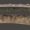 Different Mountain Range Landscapes Featuring Snow Green And Desert Terrain 3d model