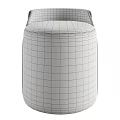 Modern Gray Fabric Stool With Black Backrest For Minimalist Home Decor