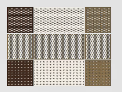 Perforated Wall Panels Featuring Various Colors And Grid Pattern For Interior Design 3d model