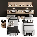 Luxurious Massage Beds With Wooden Shelves Towels And Skincare Products In Spa Setting