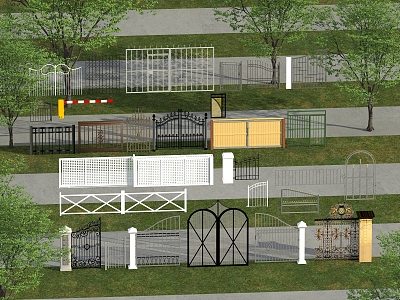 Modern gate fence 3d model