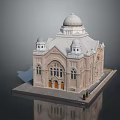 Elegant Stone Building Featuring Central Dome Flanking Domes Arched Windows And Pedestal Base