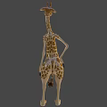 Cartoon Giraffe with Long Neck Spotted Pattern Smiling Face and Colorful Blurred Background