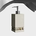 Beige Square Hand Soap Dispenser With Silver Pump And Shell Decoration 3d model