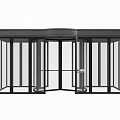 Modern Commercial Entrance Revolving Door With Black Frame And Glass Panels