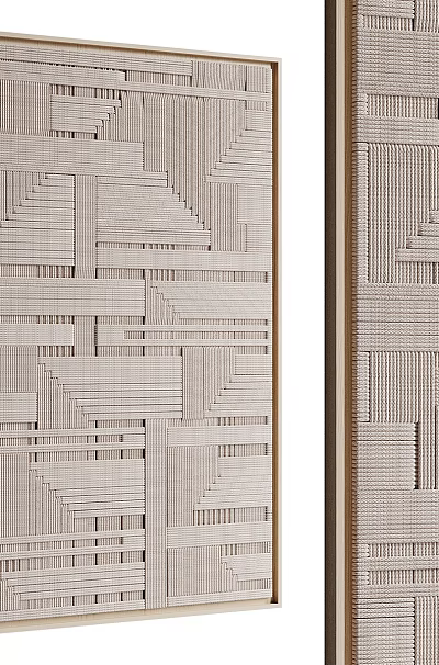 Abstract Painting With Geometric Patterns Woven Texture Vertical Lines And Neutral Tones Design 3d model