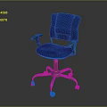 Blue Office Chair With Armrests Wheels And Modern Metal Base Design