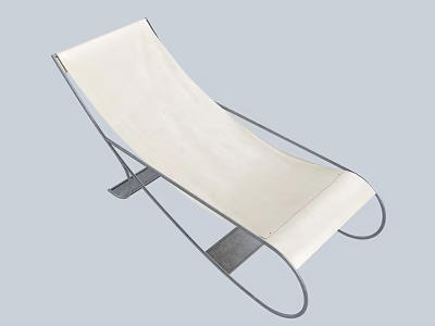 Modern Lounge Chair With White Cushion And Sleek Metal Frame Design 3d model