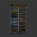Vintage Wooden Cabinet with Blue Striped Doors and Brown Frame Rustic Storage Furniture Design