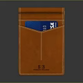 Orange Leather Card Holder With Stitched Design Card Slot And Monogram SB