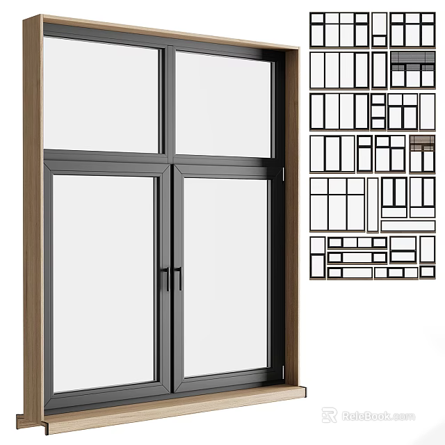 Stylish Casement Window With Various Grid Patterns And Frame Design Options 3d model