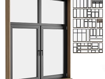 Stylish Casement Window With Various Grid Patterns And Frame Design Options 3d model