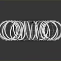 White Intertwined Circular Wireframe Sculpture With Spiral Structure On Black Background 3d model
