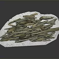 Natural Wooden Stone Pieces Stacked On White Slate Base With Texture