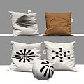 Brown And Black White Decorative Pillows With Stripe Cloud Radial Polka Dot Spherical Designs