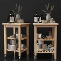 Bathroom Accessories Organizer With Wooden Storage Shelves Rolled Towels Bottles And Soap