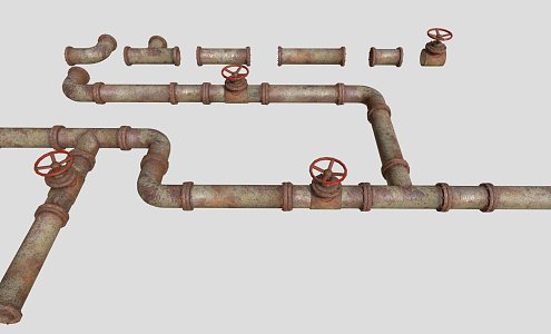 industrial LOFT pipe rusty pipe iron pipe 3d model