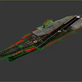 Large Aircraft Carrier Waterborne Vehicle With Flight Deck Runway And Red Details