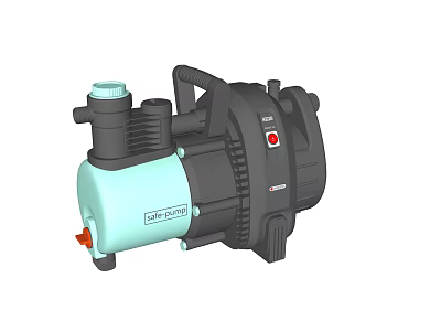 Industrial Equipment Electric Pump With Black Green Body And Red Control Button 3d model