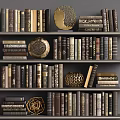 Organized Hardcover Books And Magazines On Wooden Bookshelf With Decorative Items