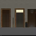Public Elevators In Public Facility With Decorative Doors Stone Decorations And Potted Plant 3d model