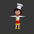 Cartoon Chef Girl Wearing Red White Yellow Outfit With Chef Hat And Open Arms