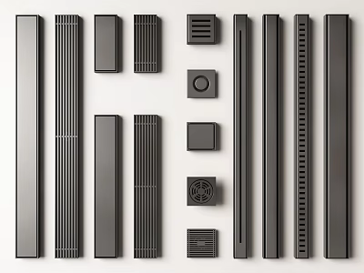 Sleek Dark toned Bathroom Accessories 3d model