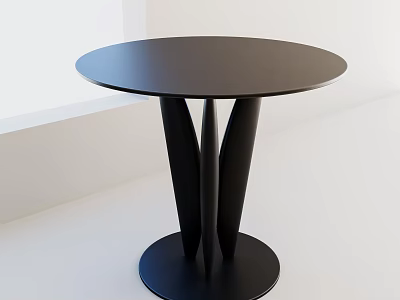 Black Round Dining Table With Unique Tripod Base In Modern Minimalist Interior 3d model