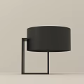 Modern Black Table Lamp With Round Lampshade And Square Metal Stand