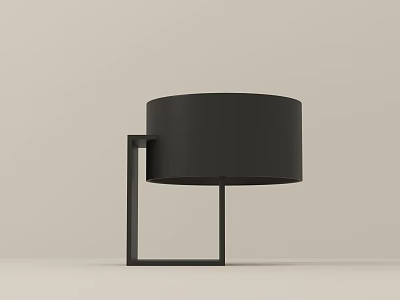 Modern Black Table Lamp With Round Lampshade And Square Metal Stand 3d model