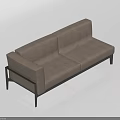 Modern Unique Shaped Leather Sofa With Black Metal Frame For Interior Design 3d model