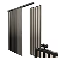 Stylish Modern Sliding Room Divider With Vertical Stripes For Home Interior