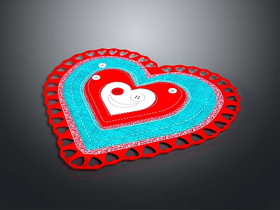 Decorative Heart Shaped Commercial Equipment With Red Border Blue Center And White Small Heart 3d model