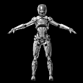 Smart Humanoid Robot With Silver Armor Design And Extended Limbs 3d model