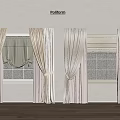 Beige And White Curtains With Valance For Indoor Home Windows Drapes