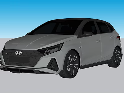 Hyundai Silver Gray Hatchback Car With Sporty Design And Black Wheels 3d model