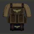 Adventurer Character Backpack With Golden Eagle Emblem Brown Leather Side Sleeves And Wheels
