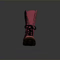 Stylish Red High Top Boots With Black Laces And Buckles For Casual Daily Wear